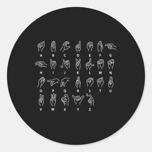 Gebarentaal Alfabet Deaf Mute ASL Deaf Awarenes Ronde Sticker (Voorkant)