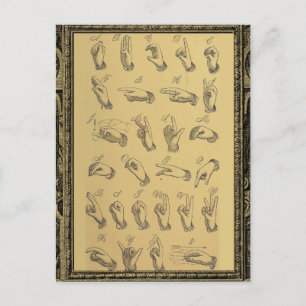 gebarentaal alfabet handgebaren briefkaart