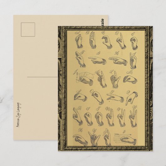 gebarentaal alfabet handgebaren briefkaart (Voorkant / Achterkant)