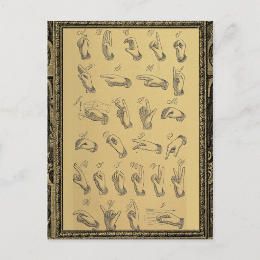 gebarentaal alfabet handgebaren briefkaart (Voorkant)