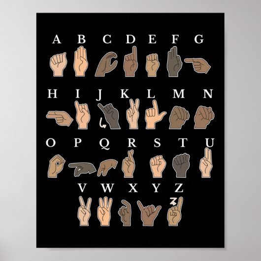 Gebarentaal ASL Handgebaar Doof Bewustzijn Poster (Voorkant)