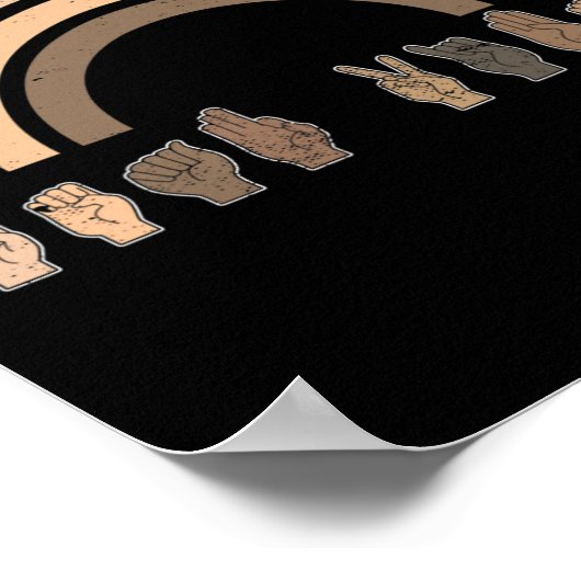 Gebarentaal ASL Handgebaar Dove Vibes Awarenes Poster (Hoek)