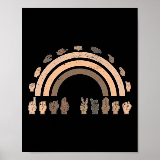 Gebarentaal ASL Handgebaar Dove Vibes Awarenes Poster (Voorkant)