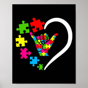Gebarentaal ASL Liefde Autisme Awareness Day versc Poster