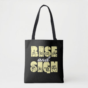 Gebarentaal ASL Rise and Sign Tote Bag