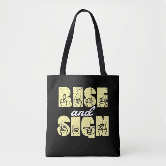 Gebarentaal ASL Rise and Sign Tote Bag (Voorkant)