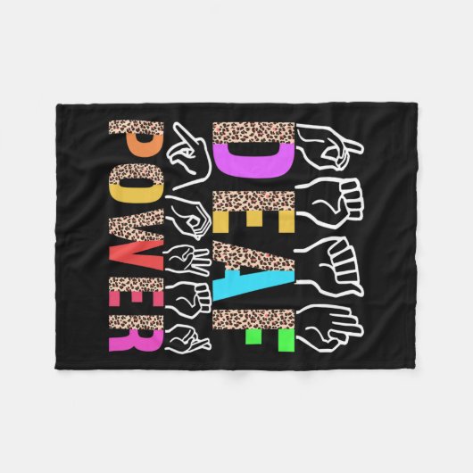 Gebarentaal Doof Bewustzijn 3 Fleece Deken (Voorkant (Horizontaal))