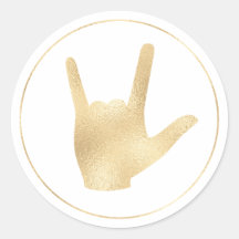 Gebarentaal Faux Gold Foil Ik hou van je Sticker