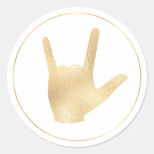 Gebarentaal Faux Gold Foil Ik hou van je Sticker