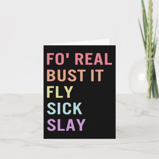 Gebarentaal Fo Real Bust It ASL Slang Tee Dove Kaart (Voorkant)