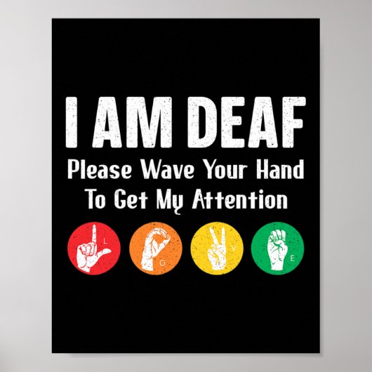 Gebarentaal Handtolk ASL Doof Bewustzijn Poster (Voorkant)