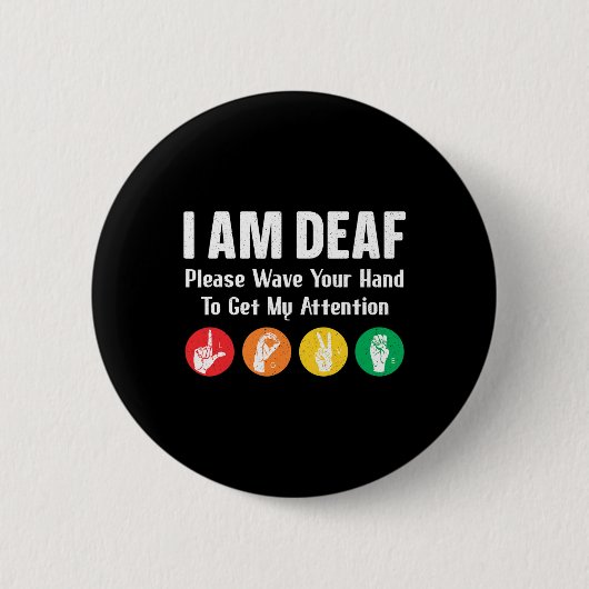 Gebarentaal Handtolk ASL Doof Bewustzijn Ronde Button 5,7 Cm (Voorkant)