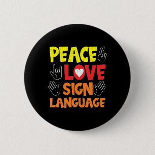 Gebarentaal Handtolk ASL Doof Bewustzijn Ronde Button 5,7 Cm