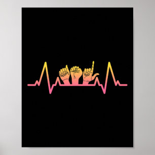 Gebarentaal Hartslag T-shirt Docent Doofbewustzijn Poster