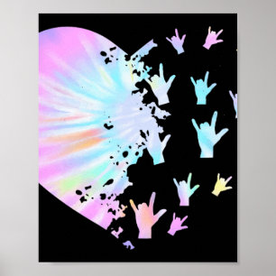 Gebarentaal Hartsteun Trendy Doof Bewustzijn Poster