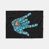 Gebarentaal Ik hou van je gebaar Hart Doof bewust Fleece Deken (Voorkant (Horizontaal))
