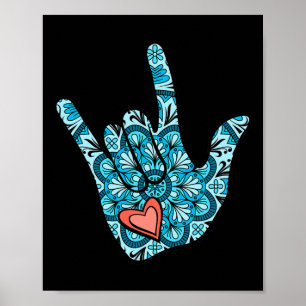 Gebarentaal Ik hou van je gebaar Hart Doof bewust Poster