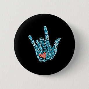 Gebarentaal Ik hou van je gebaar Hart Doof bewust Ronde Button 5,7 Cm
