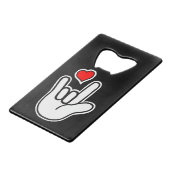 Gebarentaal Ik hou van je Gebarentaal Creditkaart Flessenopener (Voorkant Gekanteld)