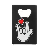 Gebarentaal Ik hou van je Gebarentaal Creditkaart Flessenopener (Achterkant)