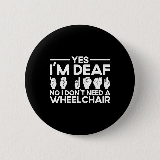 Gebarentaal Ja Ik ben Doof Ronde Button 5,7 Cm (Voorkant)