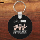Gebarentaal Kleding Doof Bewustzijn ASL Fun Gift Sleutelhanger (Voorkant)