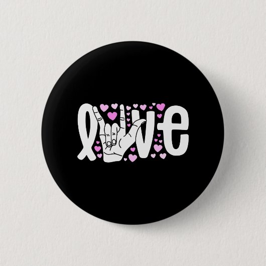 Gebarentaal Liefde ASL Wees Vriendelijk Doof Bewus Ronde Button 5,7 Cm (Voorkant)