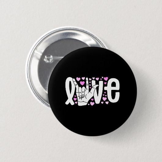 Gebarentaal Liefde ASL Wees Vriendelijk Doof Bewus Ronde Button 5,7 Cm (Voorkant /achterkant)