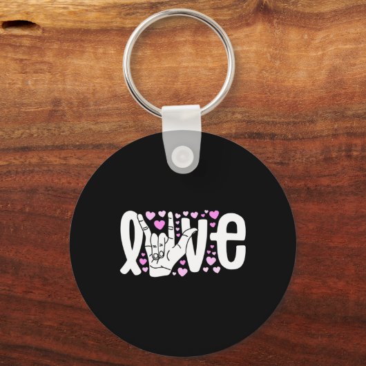 Gebarentaal Liefde ASL Wees Vriendelijk Doof Bewus Sleutelhanger (Voorkant)