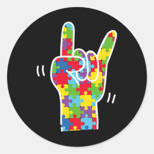 Gebarentaal Liefde Gebarentaal Autisme Bewustzijn  Ronde Sticker