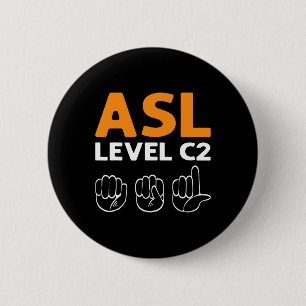 Gebarentaal - Niveau C2. Gebarentaal-bewustzijn Ha Ronde Button 5,7 Cm