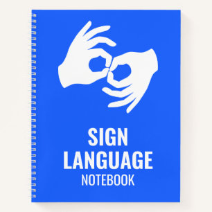 Gebarentaal Notitieboek – ASL Handen Symbool Blauw