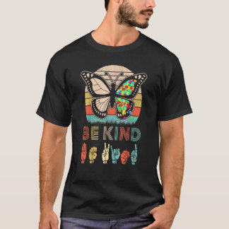 Gebarentaal Vlinder Autisme Bekind Dame Vintage T-shirt