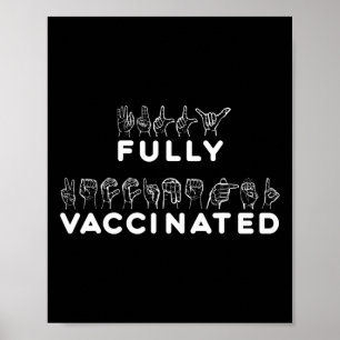 Gebarentaal volledig gevaccineerde hand gebarentaa poster