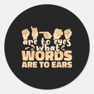 Gebarentaal voor ASL-tekens is voor ogen wat woord Ronde Sticker