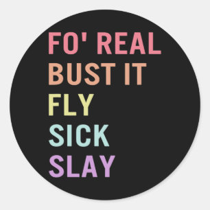 Gebarentaal voor echte buste het ASL Slang T-shirt Ronde Sticker