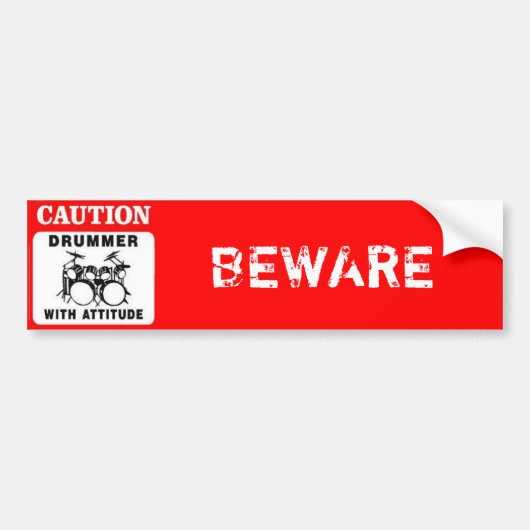 gebarentdrummer, BEWARE Bumpersticker (Voorkant)