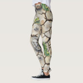 Gebarsten aarde droog naadloos patroon leggings (Links)