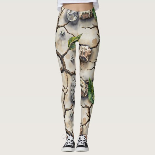 Gebarsten aarde droog naadloos patroon leggings (Voorkant)