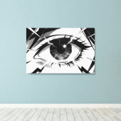 Gebarsten Anime Oog Canvas Print (Insitu (Houten vloer))