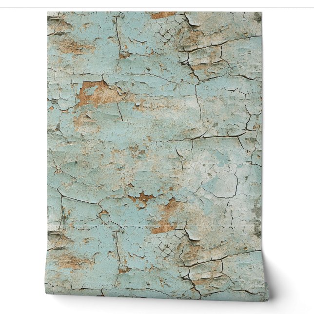 Gebarsten Aqua Roestige Stucwerk Textuur Behang (Afrollen)