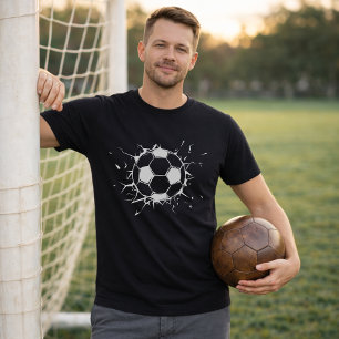 Gebarsten Bal Voetbal; Voetbal Klapt Uit Grafisch T-shirt