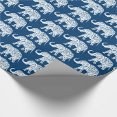  gebarsten blauw olifant cadeaupapier (Hoek)