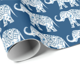 gebarsten blauw olifant cadeaupapier