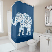 gebarsten blauw olifant douchegordijn (In situ)