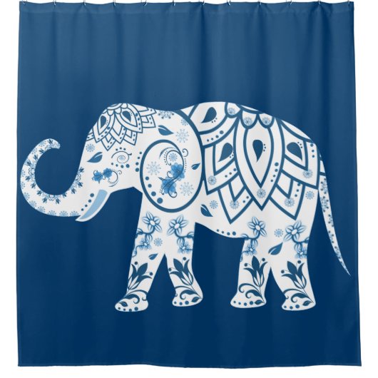 gebarsten blauw olifant douchegordijn (Voorkant)