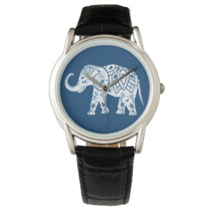 gebarsten blauw olifant horloge