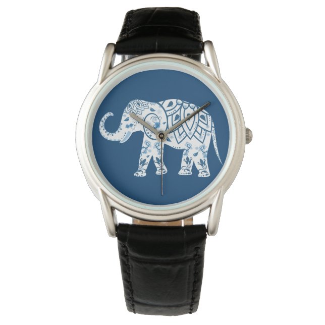 gebarsten blauw olifant horloge (Voorkant)