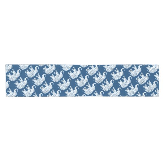  gebarsten blauw olifant korte tafelloper (Horizontaal)