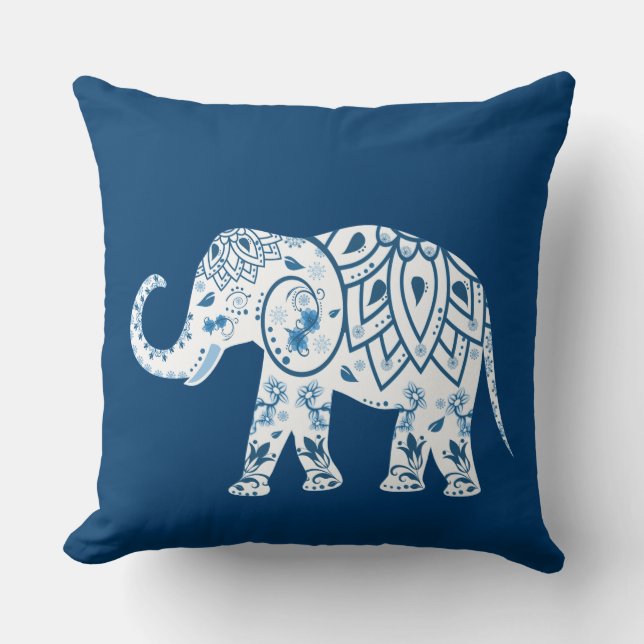  gebarsten blauw olifant kussen (Voorkant)